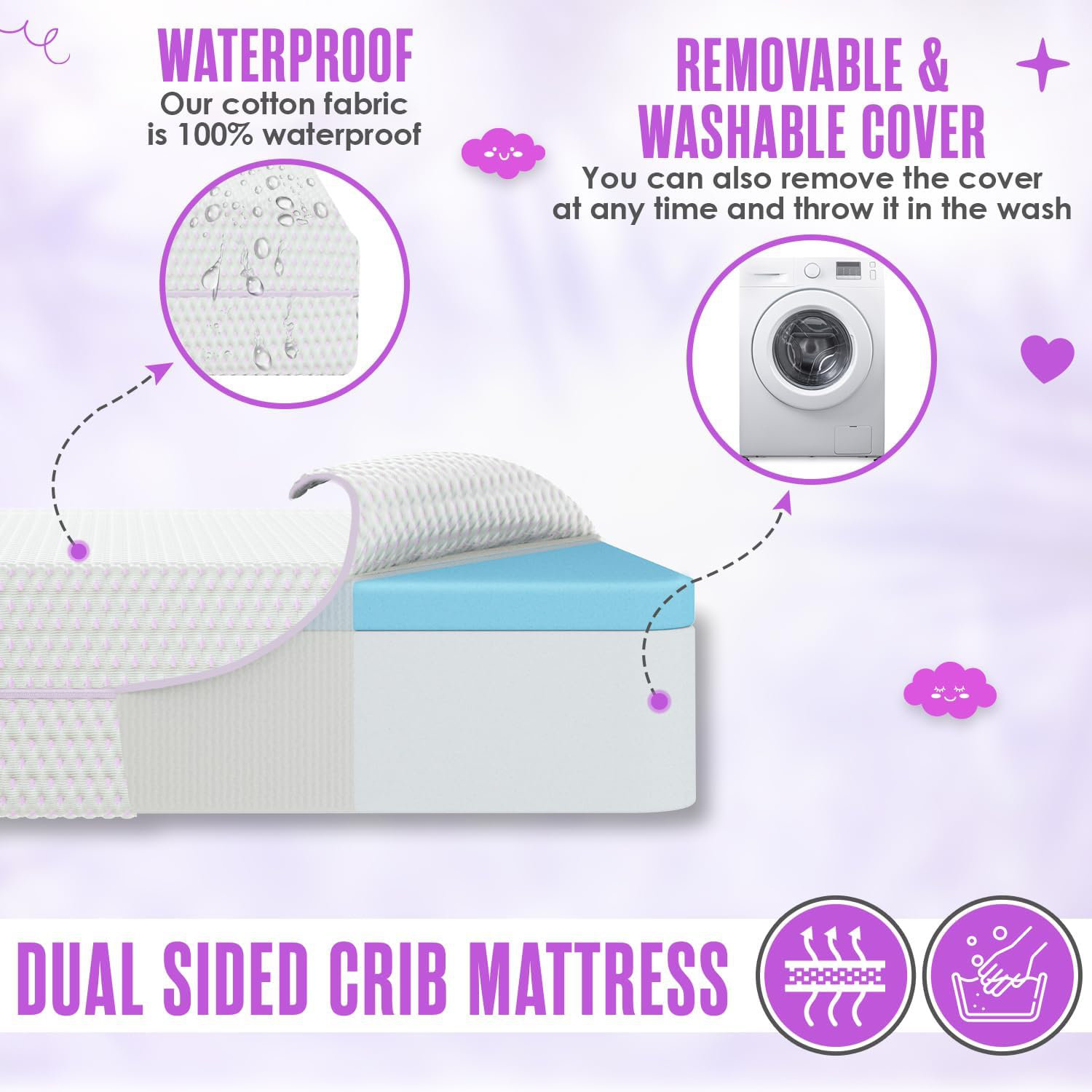 Alwyn Home Sleepah Crib Mattress Dual Sided Cooling Memory Foam (52" 28